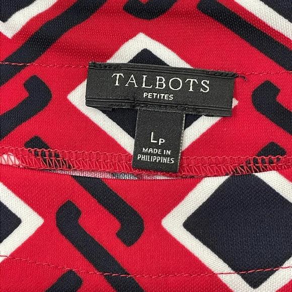 NWOT Talbots Petites 3/4 Sleeve Stretch Shift Dress Red Black White Print LP - Picture 13 of 16